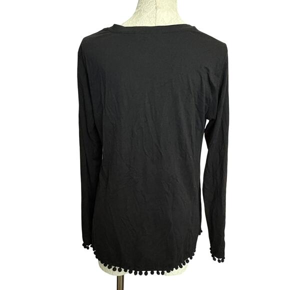 Johnny Was CALMÉ Pom Pom Tee Long Sleeve M Bamboo Organic Cotton USA Boho - Picture 3 of 7